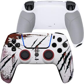 eXtremeRate LUNA Redesigned Wild Attack Front Shell Touchpad Compatible with ps5 Controller BDM-010 020 030 040 050, Rubberized White Replacement Bottom Shell Back Cover Compatible with ps5 Controller