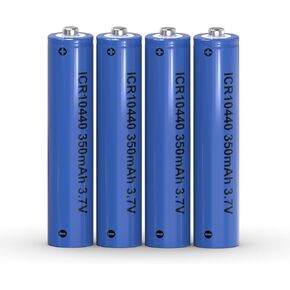 350mAh 3.7V ICR 10440 Li-ion Rechargeable Batteries 4 Pack, 3.7V Lithium-ion Battery 10440 Rechargeable Battery for Flashlights, Doorbells, Headlamps...4 Count