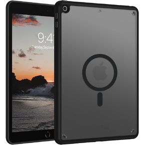 Telaso Magnetic for iPad 9th Generation/iPad 8th Generation/iPad 7th Generation Case, iPad 10.2 inch 2021/2020/2019 Translucent Matte Back Soft TPU Bumper Military Grade Protective Case, Black