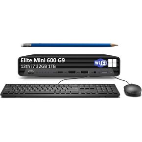 HP Prodesk 600 G6 Mini PC (Intel 8-Core i7-10700T, 32GB DDR4 RAM, 1TB PCle SSD) Tiny Business Desktop, Type-C, IST Keyboard, Mouse, DisplayPort, WiFi 6, Ethernet, 3-Yr WRT, Win 11 Pro, Black