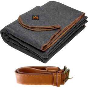 Arcturus Military Gray Wool Blanket and Carry Straps Bundle