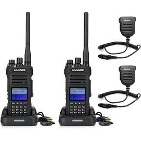 Retevis Ailunce HA1G GMRS Radio(2 Pack) Bundle with Shoulder Speaker Mic(2 Pack), GMRS Handheld Two Way Radio, Easy to Use, 2800mAh Battery, NOAA IP67 Waterproof Walkie Talkies, Dual Band Long Range