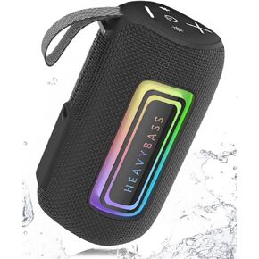 Portable Bluetooth Speaker with LED Lights | IPX7 Waterproof, 24W HD Sound & Deep Bass | 4800mAh Battery, 20H Playtime | TWS Pairing, Bluetooth 5.3 for Outdoor, Party, Travel, Birthday Gift (Black)