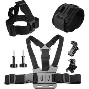Chest Mount + Head Strap+Wrist Strap for Go Pro Hero 12,11,10,9,8,7,6,5,4,3+ Fusion, Max,Action Cameras for DJI Osmo Action Cameras