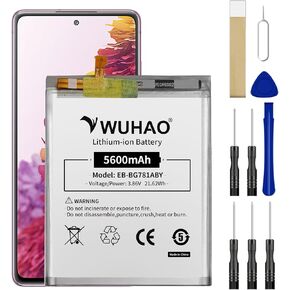 WUHAO for Galaxy S20 FE Battery EB-BG781ABY Battery [Upgraded 5600mAh] for Samsung Galaxy S20 FE/ A52 SM-A526U with Repair Tool Kit