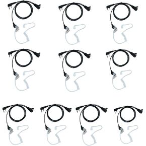 Walkie Talkie Earpiece Mic PTT for Baofeng UV-5R UV-82 BF-888S BF-F8HP Kenwood TK-2107 NX-1300 RT15 RT21 RT22 H-777 H-777S K1 Arcshell ar-5 Two Way Radio with Covert Acoustic Tube,10 Pack