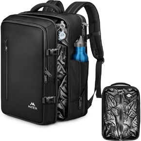 Matein Vacuum Seal Backpack Travel ، مقاوم للماء على ظهره مع ضغط الفراغ للطائرات ، حقيبة السفر الشخصية TSA تناسب الكمبيوتر المحمول 17 بوصة ، حقيبة أمتعة معتمدة من طيران كبيرة ، أسود