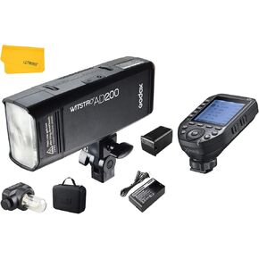 Godox AD200 TTL Flash Strobe, 200Ws 2.4G 1/8000 HSS Speedlite, 500 Full Power Flashes with Godox XProII-S TTL Wireless Flash Trigger, 2900mAh Lithium Battery, Bare Bulb Flash Head