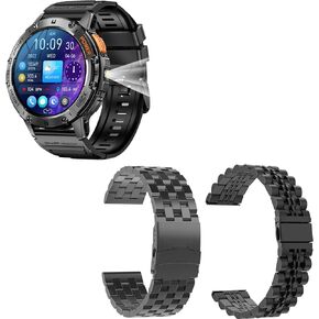 Military Smart Watches for Men with Bluetooth Call, 1.43" AMOLED Waterproof Smartwatch with Flashlight, 111 Sport Modes, 530mAh SpO2/Sleep Monitor Fitness Tracker for Android iOS (2 Bands)