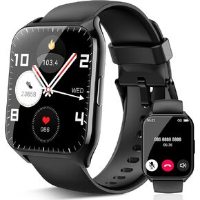 Smart Watch for Men Women(Answer/Make Calls), 1.85" HD Touch Screen Fitness Watch with Sleep Heart Rate Monitor, 112 Sports Modes, IP68 Waterproof Activity Trackers Compatible with Android iOS, Black