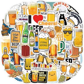 Funny Beer Stickers for Adults, Cute Drink Stickers 55PCS Vinyl Waterproof Cute Cup Stickers for Water Bottles Beer Glass Luggage Laptop Phone Case.Funny Beer Stickers for Man and Woman