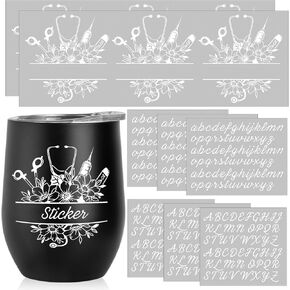 8 Sheets Nurse UV Dtf Cup Wrap Custom Transfer Letter Stickers Personalized Vinyl Name Stickers Waterproof Decals for Tumblers Laptop Medical Name for Tumbler Laptop Doctor Rn CNA LPN Gift
