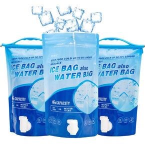 REVEX Ice Pack,Reusable Ice Packs for Cooler, Large Leakproof Cooler Ice Packs for Lunch Boxes, Long Lasting Freezer Packs for Coolers,Drop in Cubed Ice, Drinking Melted Ice Water (Large, Count, 3)