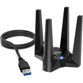 WAVLINK AX1800 USB WiFi Adapter for Desktop PC, Dual Band 5GHz/2.4GHz, MU-MIMO, Beamforming, WPA3 Security, 4x3dBi Antennas, Windows 11/10 Compatible