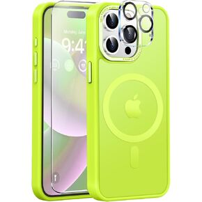Upgraded Magnetic for iPhone 15 Pro Max Case [Compatible with Magsafe] [Mil-Grade Protection], Slim & Tough, Pocket-Friendly, Translucent Phone Case Cover for iPhone 15 Pro Max 6.7",Hot Pink