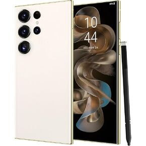 I24 Ultra Cell Phone, 5G Smartphone with S Pen, 8GB+256GB Full Netcom Phone, 6800mAh Battery 6.8" FHD+ Display 120Hz 80MP Camera, GPS/Face ID/Dual SIM Phone（Phantom White）