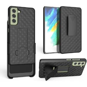 Holster Case for Sumsung Galaxy S24 FE, Combo Slim Shell Case for Men with Built-in Kickstand + Swivel Belt Clip 2024 Release ONLY, Black in Saudi Arabia