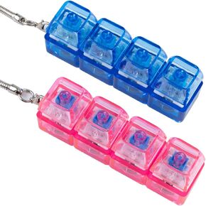 Adult Fidget Toys Pack, LED Light Up Toys Cool Fidget Keychain, Multi-Functional Keyboard Switch Tester Fidget Keychain Anxiety Relief Items Fidget, Black and White Clear Keycaps Tester
