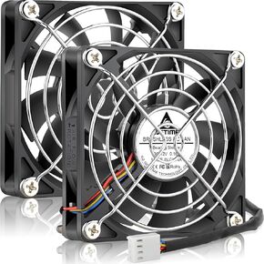GDSTIME PWM 4-Pin 80mm x 15mm Slim Case Fans – 12V Silent PC Computer Fan, High Performance Cooling for Mini-ITX Cases, GPU Cooler, CPU Radiator, 2-Pack