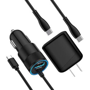 Fast Car Phone Charger for iPhone 16e, 16, 16 Pro Max, 16 Pro, 16 Plus, 15 Series, Accessories USB C Wall Charger with Car Adapter with 3ft/6ft Cable