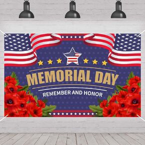 Memorial Day Backdrop Photography 4th of July Patriotic Fourth of July Veterans Day Backdrop Remember and Honor Decorations and Supplies for Party