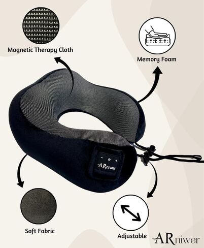 Bluetooth Music Semicircular Neck Pillow Wireless Bluetooth Speaker Suitable Airplane,Bus,Train,Car,Office,and Outdoor Camping for Sleeping, Resting The Best Travel Essentials. (Black) in Kuwait