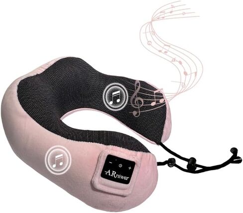 Bluetooth Music Semicircular Neck Pillow Wireless Bluetooth Speaker Suitable Airplane,Bus,Train,Car,Office,and Outdoor Camping for Sleeping, Resting The Best Travel Essentials. (Black) in Kuwait