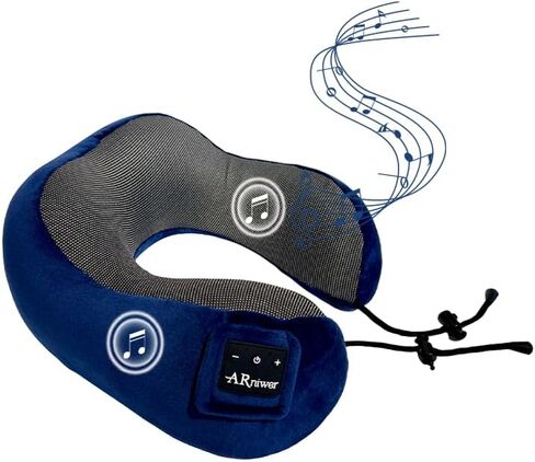 Bluetooth Music Semicircular Neck Pillow Wireless Bluetooth Speaker Suitable Airplane,Bus,Train,Car,Office,and Outdoor Camping for Sleeping, Resting The Best Travel Essentials. (Black) in Kuwait