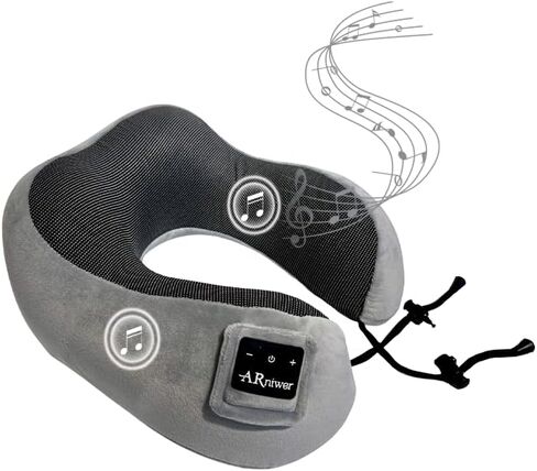 Bluetooth Music Semicircular Neck Pillow Wireless Bluetooth Speaker Suitable Airplane,Bus,Train,Car,Office,and Outdoor Camping for Sleeping, Resting The Best Travel Essentials. (Black) in Kuwait