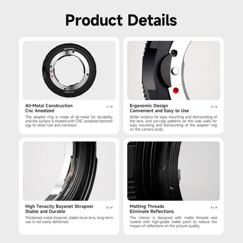 محول عدسة LM- L، متوافق مع LM Zeiss ZM، عدسة Voigtlander VM إلى T Mount CameraT، Typ701، yp701، TL، TL2، CL (2017)، SL، Typ601 in Kuwait