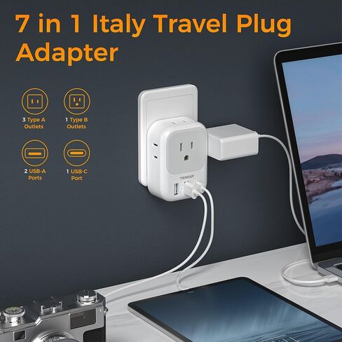 US to UK Plug Adapter, TESSAN UK Adapters for Travel, Foldable Plug with 4 Outlets 3 USB (PD 20W 1 USB C), Type G Power Adaptor for USA to Ireland Scotland England London Hongkong Dubai Irish in Kuwait