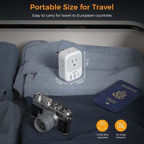 US to UK Plug Adapter, TESSAN UK Adapters for Travel, Foldable Plug with 4 Outlets 3 USB (PD 20W 1 USB C), Type G Power Adaptor for USA to Ireland Scotland England London Hongkong Dubai Irish in Kuwait