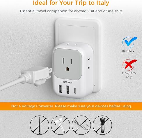 US to UK Plug Adapter, TESSAN UK Adapters for Travel, Foldable Plug with 4 Outlets 3 USB (PD 20W 1 USB C), Type G Power Adaptor for USA to Ireland Scotland England London Hongkong Dubai Irish in Kuwait