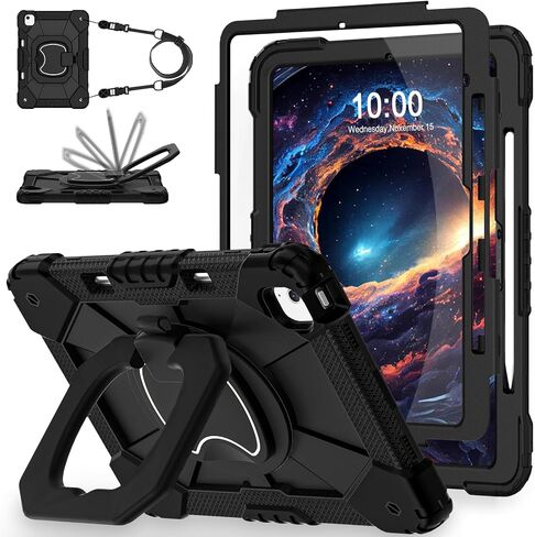 WESOROL for iPad Air 13 Inch Case M3/M2 2025/2024 with Pencil Holder/Screen Protector/360° Rotating Stand,Military Grade Shockproof Cover for iPad Air Case 13 Inch, Black Blue in Saudi Arabia