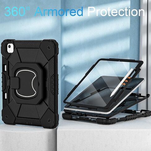 WESOROL for iPad Air 13 Inch Case M3/M2 2025/2024 with Pencil Holder/Screen Protector/360° Rotating Stand,Military Grade Shockproof Cover for iPad Air Case 13 Inch, Black Blue in Saudi Arabia