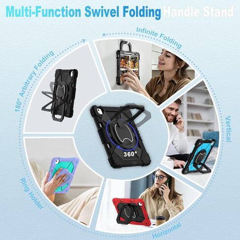 WESOROL for iPad Air 13 Inch Case M3/M2 2025/2024 with Pencil Holder/Screen Protector/360° Rotating Stand,Military Grade Shockproof Cover for iPad Air Case 13 Inch, Black Blue in Saudi Arabia