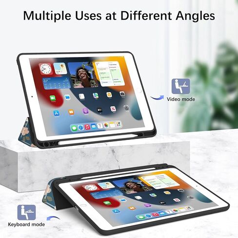 حالة لجيل iPad السادس/الجيل الخامس من iPad/iPad 9.7 بوصة (2018/2017)/iPad Air 2 & 1 9.7 بوصة (2014/2013) ، حالة الواقي الواقية من الورقة مع حامل قلم رصاص ، غطاء حامل ذكي Trifold - الوردي in Kuwait
