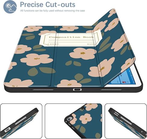 حالة لجيل iPad السادس/الجيل الخامس من iPad/iPad 9.7 بوصة (2018/2017)/iPad Air 2 & 1 9.7 بوصة (2014/2013) ، حالة الواقي الواقية من الورقة مع حامل قلم رصاص ، غطاء حامل ذكي Trifold - الوردي in Kuwait