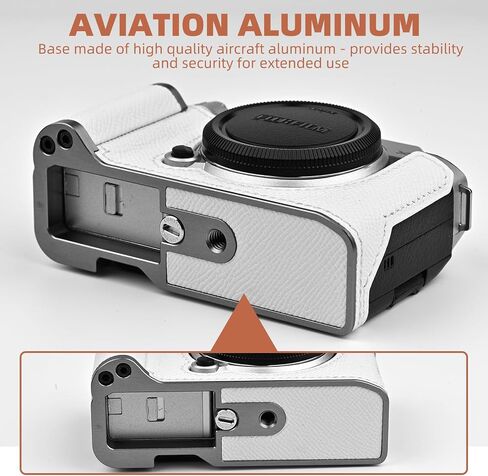 Handmade Genuine Leather Camera Half Case for Fujifilm X-M5/Fujifilm X-M5 Camera Case/Fujifilm X-M5 Case - Top Layer Cowhide Body + Metal Base Plate+ Hand Shank Design (Jet Black) in Kuwait