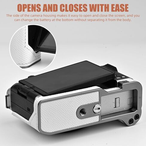 Handmade Genuine Leather Camera Half Case for Fujifilm X-M5/Fujifilm X-M5 Camera Case/Fujifilm X-M5 Case - Top Layer Cowhide Body + Metal Base Plate+ Hand Shank Design (Jet Black) in Kuwait