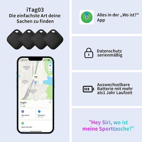 Key Finder Bluetooth Luggage Tracker tag Locator Works with Apple Find My,Smart Tracker for Suitcase, Bag, Backpack, Wallet,Replaceable Battery Smart tag Item Finder (2 Black Tag & Case) in Saudi Arabia