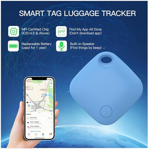 محدد موقع بطاقة تعقب الأمتعة بتقنية Bluetooth يعمل مع Apple Find My، جهاز تعقب ذكي لحقيبة السفر والحقيبة وحقيبة الظهر والمحفظة وبطارية قابلة للاستبدال وعلامة ذكية للعناصر (2 علامة سوداء وحقيبة) in Kuwait