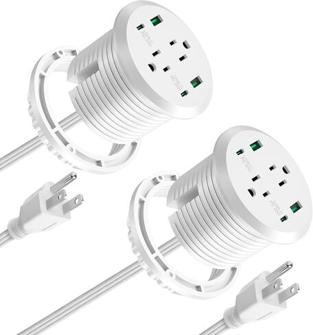 Desktop Power Grommet, 3-inch Hole, 40W Fast Charging Station, 2 PD 20W USB C Ports, 2 AC Outlets, 4 USB Ports, Flush Mount, 2 Pack in Saudi Arabia