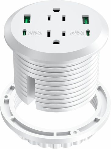 Desktop Power Grommet, 3-inch Hole, 40W Fast Charging Station, 2 PD 20W USB C Ports, 2 AC Outlets, 4 USB Ports, Flush Mount, 2 Pack in Saudi Arabia