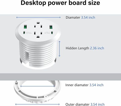 Desktop Power Grommet, 3-inch Hole, 40W Fast Charging Station, 2 PD 20W USB C Ports, 2 AC Outlets, 4 USB Ports, Flush Mount, 2 Pack in Saudi Arabia