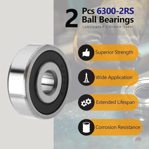 Sealed Ball Bearing - Lubricated - Chrome Steel (6201-2RS, 4) in Kuwait