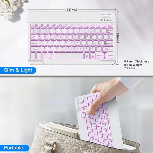 XIWMIX Wireless Bluetooth Keyboard for Samsung Galaxy Tablets, Ultra-Slim Portable, Type-C Rechargeable, Compatible with Tab A9+/S10 FE/S9/S9 FE/S9+/S9 FE+/S6 Lite/S7/A8 in Saudi Arabia