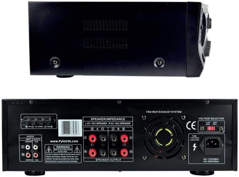 Pyle Wireless Bluetooth Audio Power Amplifier - 300W 4 Channel Home Theater Stereo Receiver with USB, AM FM, 2 Mic IN with Echo, RCA, LED, Speaker Selector - For Studio, Home Use - PT272AUBT, Black in Kuwait