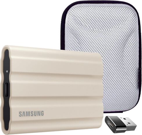 سامسونج MU-PE4T0S/AM T7 4 تيرابايت شيلد SSD محمول، USB 3.2، حزمة سوداء مع حافظة صلبة ومحول محول من النوع C، نوع C USB C أنثى إلى USB2.0 USB 2.0 A ذكر in Saudi Arabia