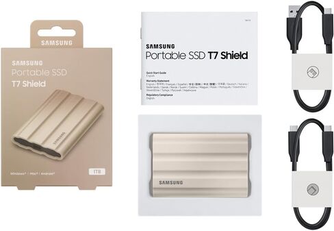 سامسونج MU-PE4T0S/AM T7 4 تيرابايت شيلد SSD محمول، USB 3.2، حزمة سوداء مع حافظة صلبة ومحول محول من النوع C، نوع C USB C أنثى إلى USB2.0 USB 2.0 A ذكر in Saudi Arabia